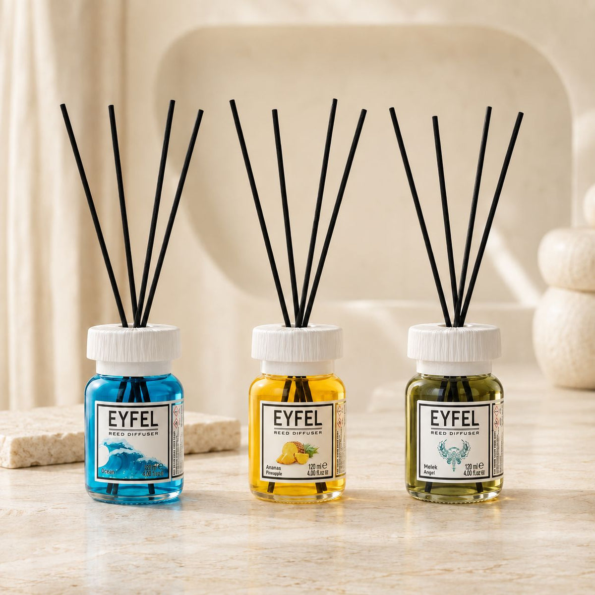 EYFEL Reed Diffuser Pack - (Ocean, Pineapple & Angel)